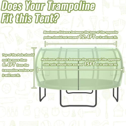Gardenature 14FT Trampoline Tent for Kids(Tent Only),Fit for 8 Curved Poles Round Trampoline, Trampolien Shade Cover, Trampolien Accessories,Anti-Tear, Green Gardenature