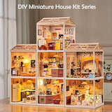 BeepZipp DIY Miniature House Kit for Adults, LED Living Room Dollhouse Kit with Furniture & Roof, Creative Building Toy for Mini Figures, Adult Craft Kits & Room Decor Gift