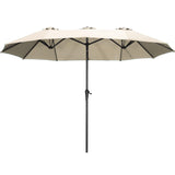 OVASTLKUY 15ft Extra Large Patio Umbrella, Double-Sided Outdoor Market Umbrella with Crank Handle for Poolside, Backyard, Garden, Deck (Khaki) No base OVASTLKUY