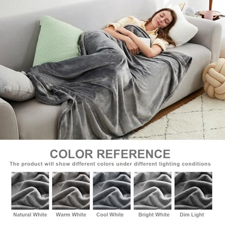 Hansleep Fleece Blanket Twin Size Grey, Soft Cozy Twin Blanket, Fuzzy Flannel Blanket for Bed, Sofa, Couch, Travel, Camping, 60 x 80 Inches Hansleep