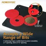 POWERTEC Router Table Top 24” x 32” w/Phenolic Template Precision Router Base with Insert Plate & Rings for Woodworking (71685) POWERTEC