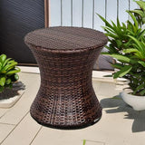 Sundale Outdoor Small Side Table Patio Rattan End Table 20 Inch Hourglass Wicker Accent Tables Steel Frame Lightweight Brown Mesa Auxiliar pequeña Mesa Auxiliar de ratán marrón Sundale Outdoor