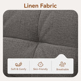 Vipbear Convertible Futon Sofa Bed, Grey Linen Futon Couch with Adjustable Backrest & Armrests, Folding Small Recliner Sleeper Sofa Bed for Living Room, Apartment, Office Vipbear