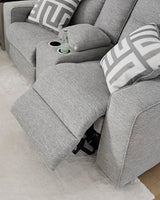 Signature Design by Ashley Biscoe Casual UV Resistant Power Reclining Loveseat with Console, Adjustable Headrest and USB Ports, Light Gray Signature Design by Ashley