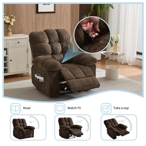 Garvee Manual Recliner Chair,Ergonomic Overstuffed Breathable Fabric Reclining Chair with Side Pockets,q235 Steel Frame Lazy Boy Recliner Single Sofa for Living Room Bedroom