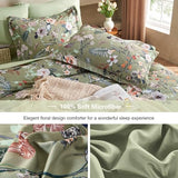 7 Piece King Comforter Set, Sage Green Butterfly Floral Comforter Set with Flowers Leaves Pattern, Soft Microfiber Complete Bedding Set for All Season(Sage Green, King) LLDSYW