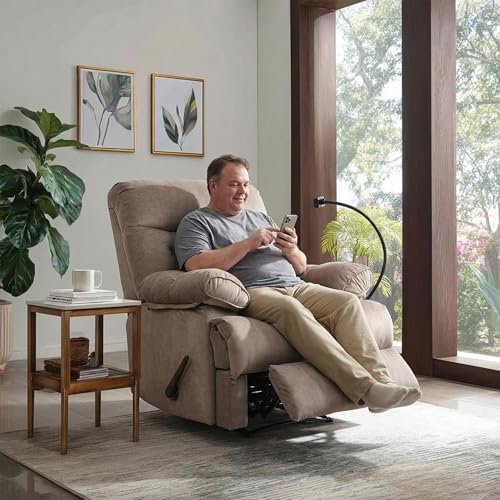 Chizzyseat Manual Oversized Recliner Chair for Heavy Duty Adults 400lbs Extra Wide Recliner with Phone Holder Big Man Recliners for Living Room Bedroom Nursery RV Brown
