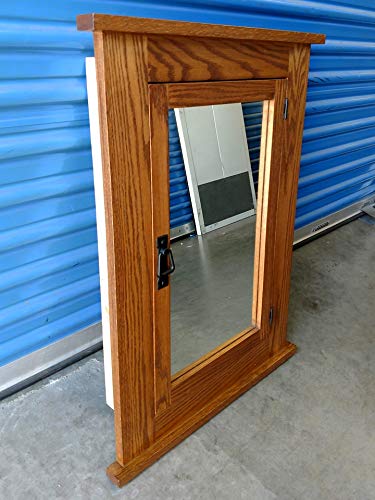 24" W x 33" H Solid Oak Mission Recessed Medicine Cabinet/Solid Wood & Handmade - WoodArtSupply