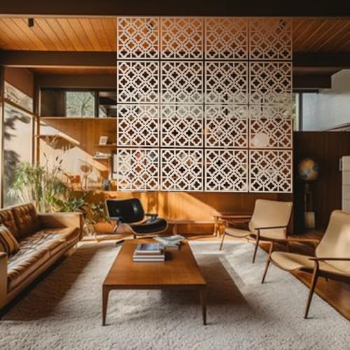 Stepstall 12 Pcs PVC Hanging Room Divider,Thick Decorative Flower Design Room Divider Partitions Panel Screen for Decorating Bedroom Dining Kitchen Office Studio Restaurant Hotel Decor（White） Stepstall