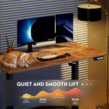 DEVAISE 48 Inch Electric Standing Desk, 3 Adjustable Height Stand up Desk for Home Office, Ergonomic Sit to Stand Desk with LED Touchscreen and Hook, 3 Memory Preset Computer Desk (Rustic Brown) DEVAISE