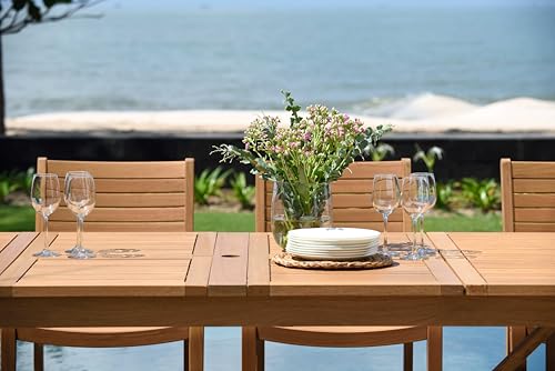 Amazonia Berlin 11-Piece Rectangular Extendable Patio Dining Set | Teak Finish | Ideal for Outdoors and Indoors Amazonia