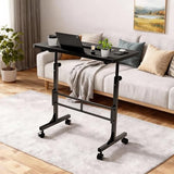 Furmax Small Portable Standing Desk Adjustable Height, Mobile Stand Laptop Computer Workstation with Lockable Wheels for Walking Pad Treadmill (Black) Furmax