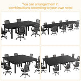 Tribesigns Commercial Dining Table Set of 6 for 10-14 People, 39.4'' Square Farmhouse Kitchen Table for Restaurants, Modern Dining Desk with Solid Wood Legs for Cafe, Kitchens, Bakery (Pure Black) Tribesigns