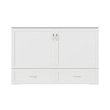 AFI Hamilton Queen Murphy Bed Chest with Mattress, Storage, and Built-in Charger in White AFI