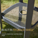 VICLLAX 5-Piece Outdoor Bar Set with Swivel Stools and Walnut Wood-Like Table VICLLAX