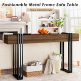 knoworld 63 Inch Console Table for Entryway, Industrial Sofa Tables Couch Table Behind Sofa for Living Room Hallway Foyer, Walnut knoworld