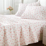 MUXHOMO Queen Size 4 Piece Sheet Set, Soft Breathable Bed Sheet Set for Bedroom with Deep Pocket Up to 16", Wrinkle-Free & Cooling Bedding for Oeko-TEX Certified - Blossoms Pink MUXHOMO