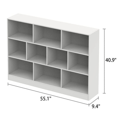 Elegant White Geometric Bookcase – Modern Contemporary Storage Solution for Your Living Room - WoodArtSupply