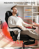 600LBS Big and Tall Office Chair with Massage and Heat, 23.5" Wide Leather Office Chair with Back Support, Ergonomic Comfort 140° Reclining Desk Chairs Managerial Chairs for Heavy People smartue