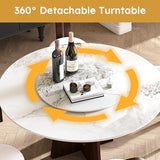 Wohh 9-Piece Round Dining Table Set, 59" Sintered Stone Table with Walnut Base, 6-8 People, Modern Style Wohh