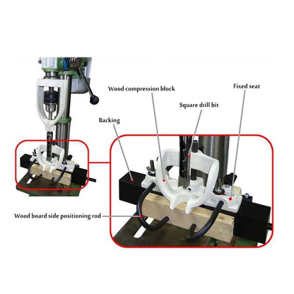 Mortising Attachment for Drill Press Bench, Square Hole Chisel Drilling Machine Woodworking Bench Mortiser Location Tool, Drill Press Bench Drill - WoodArtSupply