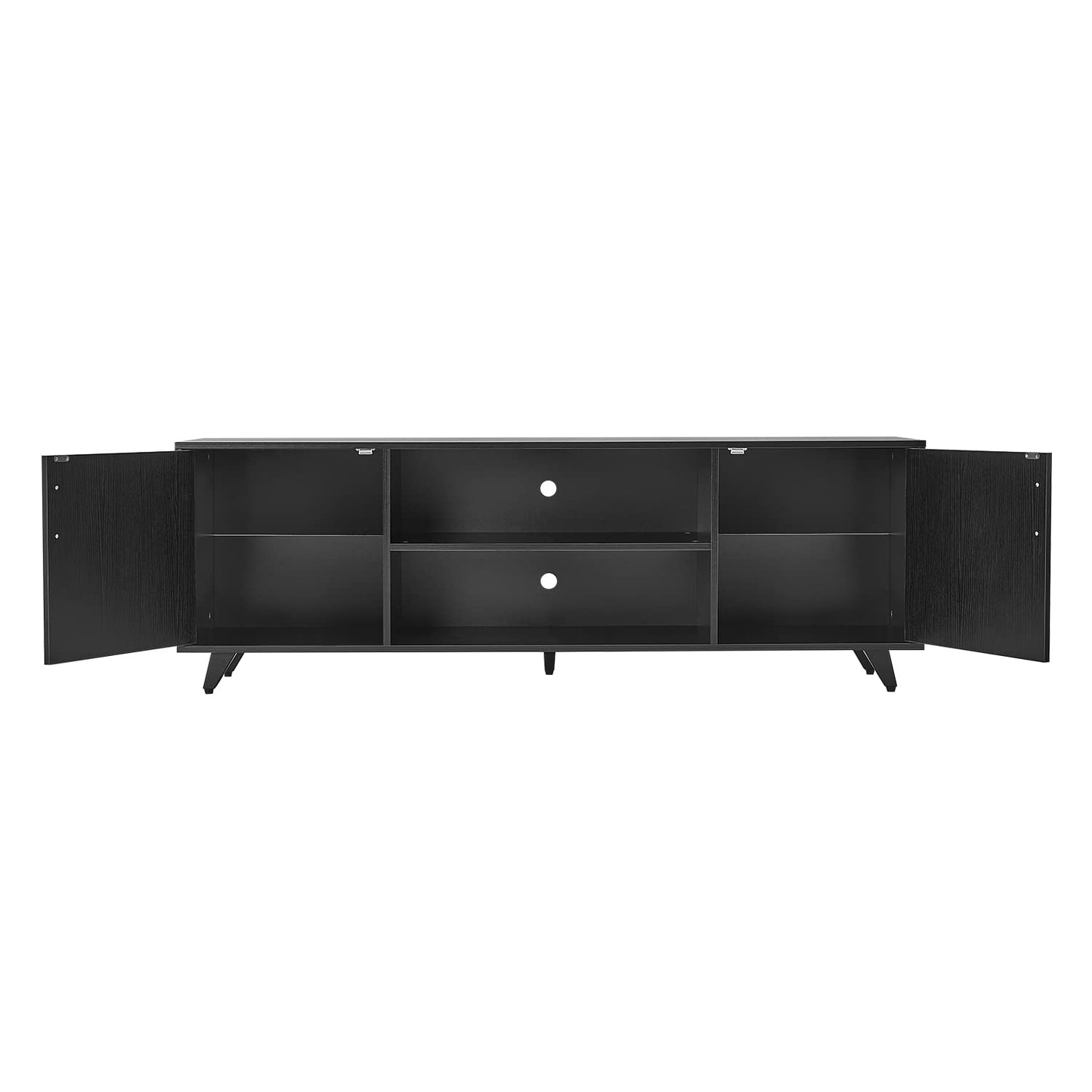 Panana TV Stand Television Stands TV Console Unit with Shelf and 2 Doors Storage Cabinets for Living Room Bedroom for TVs up to 70 Inches (Black, 62.99 inch)