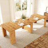 HIPIHOM 17.7"-118" Extendable Dining Table for 2-12 People, Extension Table with Extension Leaves Holder, Space-Saving Extra Long Folding Dining Table for Meeting, Dining Room(Oak Table Only) HIPIHOM
