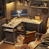 Bestier L Shaped Desk with Shelves 75 Inch Reversible Corner Computer Desk or 2 Person Long Table, Writing Study Desk for Home Office Small Space Bedroom Apartment, Wash White Bestier