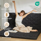 Japanese Floor Mattress, Futon Mattress Full Size 3" Thick Portable Sleeping Pad with High Density Foam, Foldable & Comfortable Tatami Mat for Adult, Roll Up Lounger Camping Bed, Gray BEDLORE
