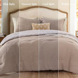 Queen Comforter Set - 7 Pieces Dark Brown Gauze Muslin Bedding Sets for All Seasons, Lightweight Breathable Bed in a Bag Queen with Revesible Farmhouse Comforter, Sheets, Pillowcases & Shams BLOOMHAVEN