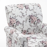 Container Furniture Direct Classic Accent Armchair with Birch Wood Frame and Comfortable Rolled Armrests, Arm Chairs for Living Room, Bedroom and Office Decor, 03 Printed Fabric Container Furniture Direct