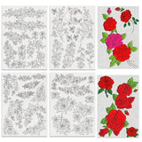 BENECREAT 4 Sheets Roses Sewing Embroidery Stabilizers, 42pcs Flowers Embroidery Paper with Pre-Printed Water Soluble Stabilizer for Embroidery Hand Sewing Lover Beginners