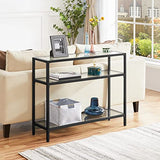 Yaheetech 39.5" Console Table with 3 Storage Shelves,Tempered Glass Sofa Table, Modern Entryway Tables with Metal Frame for Hallway Living Room Bedroom, Easy Assembly, Black Yaheetech