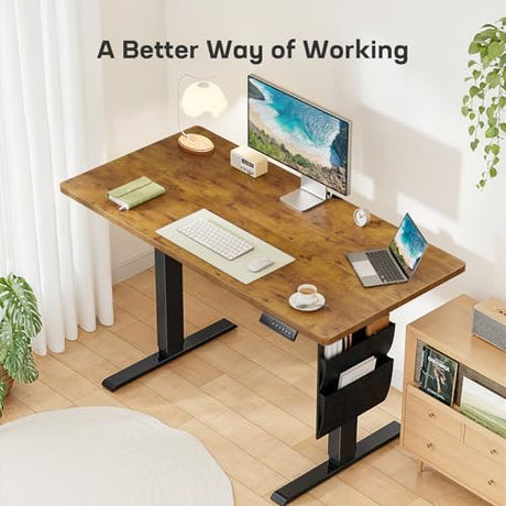 Marsail 40x24 Electric Standing Desk - Adjustable Height Computer Desk with Memory Presets, Storage Bag & Cable Management for Home Office & Gaming Workstations Marsail