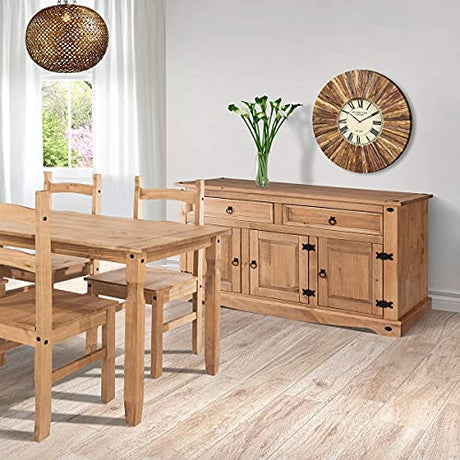 Furniture Dash Solid Wood Storage Cabinet 51.9" W, 16.9" D, 31.7" H - Sideboard Buffet with 3 Doors & 2 Drawers, Ideal for Living Room, Kitchen, Furniture Dash