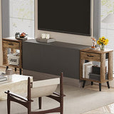 GYIIYUO Nightstand Set of 2 with Fabric Drawers and Open Shelves - Rustic Bedroom Side Tables GYIIYUO