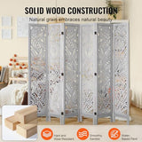 VEVOR Wood Room Divider, 6 Panel Wood Folding Privacy Screen, 66.9 Inches Tall Indoor Carved Partition Divider, Portable Decoration Screen, for Room Separation, Home, Office, Restaurant & Bedroom VEVOR