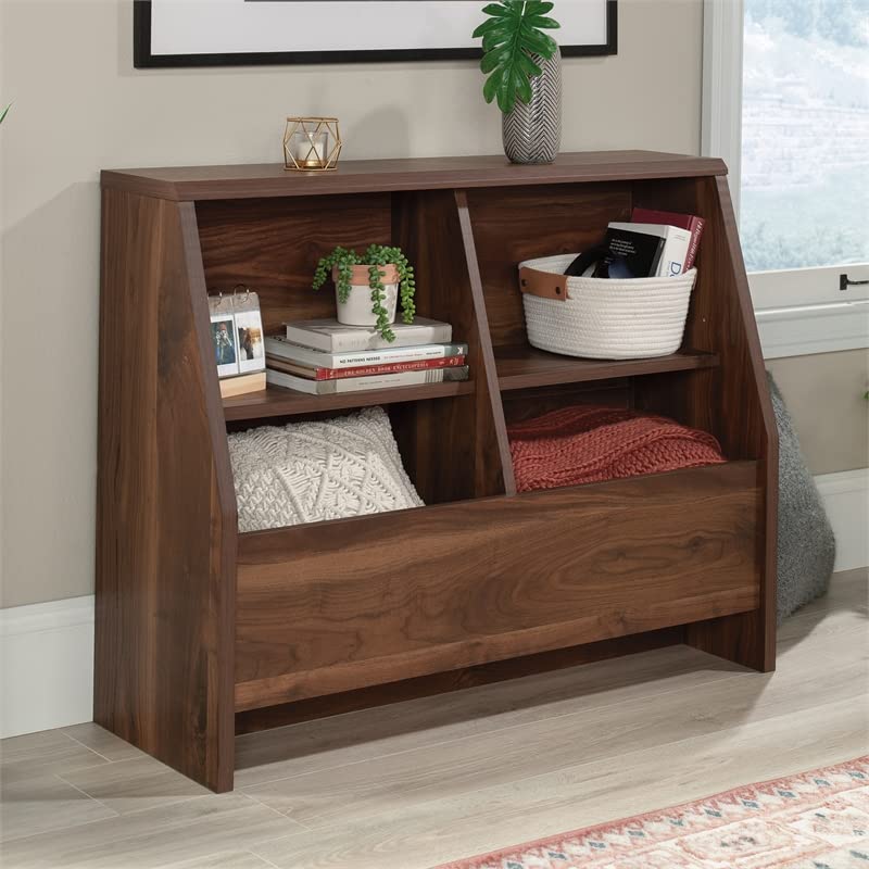 Sauder Willow Place Dual-Purpose Footboard Bookcase in Grand Walnut Finish - WoodArtSupply