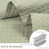 HollyHOME Luxury Checkered Super Soft Solid Single Pinsonic Quilted Bed Quilt Bedspread Bed Cover 86"x96", Sage, Full/Queen HollyHOME