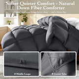 Gehtmnl Goose Down Fiber Comforter Queen Size – All Season Naturally Breathable Down Comforters, Luxury Hotel Collection Duvet Insert with 8 Corner Tabs, Cotton Fabric & Baffle Box (Dark Gray,50oz) Gehtmnl