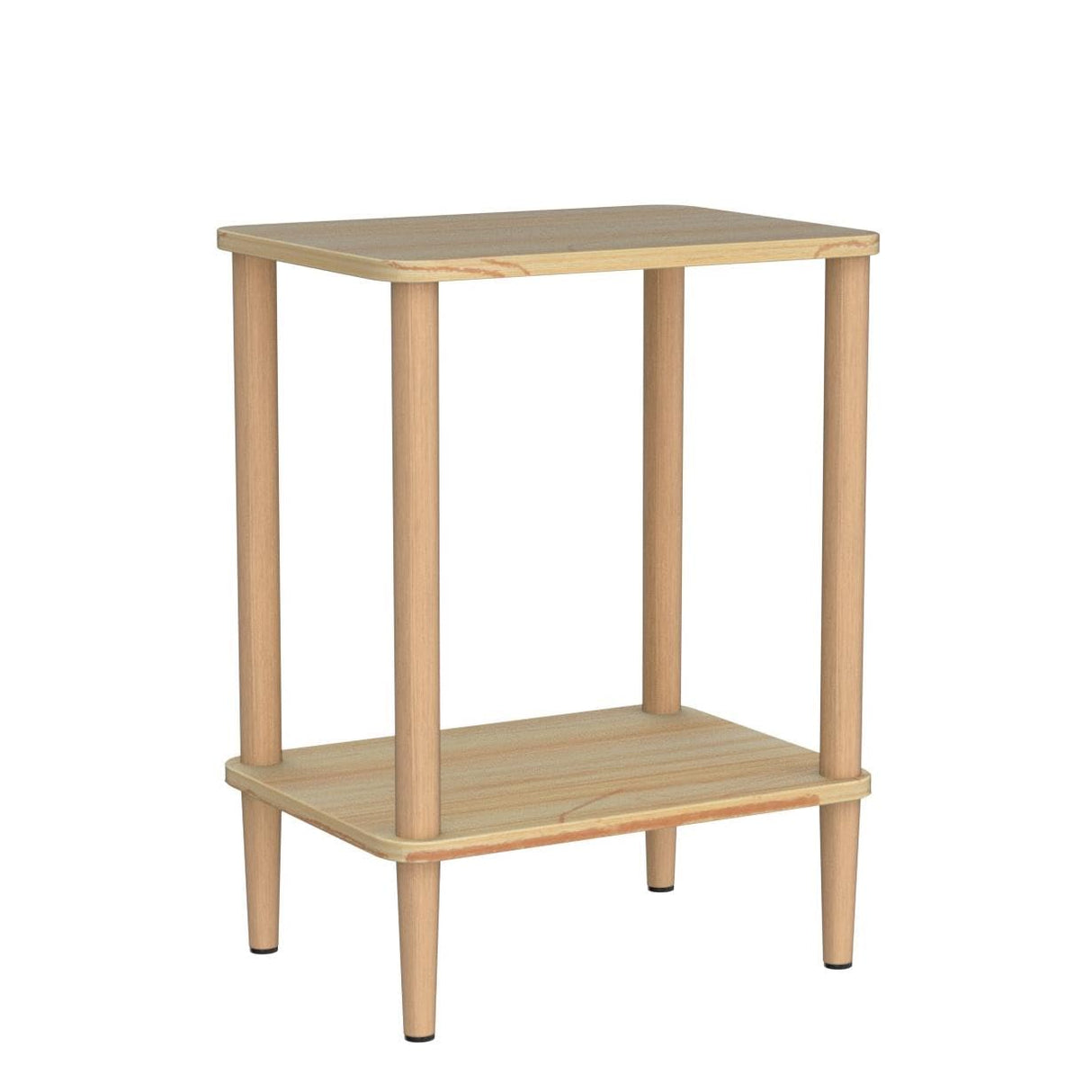 LUCKNOCK Side Table, 2-Tier Solid Wood End Table with Storage Shelf, Slim Nightstand Bedside Table for Small Spaces, Bedroom, Living Room, Entryway, Farmhouse, No-Tool Assembly. LUCKNOCK