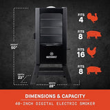 Masterbuilt® 40-inch Digital Electric Vertical BBQ Smoker with Leg Kit, Side Wood Chip Loader and 970 Cooking Square Inches in Black, Model MB20070122 Masterbuilt