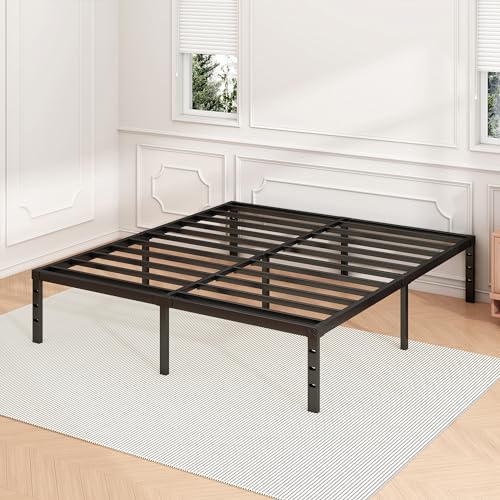 Hafenpo 12 Inch King Bed Frame -Sturdy Metal Platform King Size, No Box Spring Needed, Heavy Duty, Easy Assembly, Strong Bearing Capacity, Under Bed Storage, Black Hafenpo