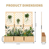 GarveeLife Cedar Privacy Screen with Planter Box - 3-Panel Freestanding Garden Fence, 62 in x10 in x65 in Tall Outdoor Divider with Drain Holes & Raised Bed for Patio, Deck & Backyard (Natural Wood) GarveeLife