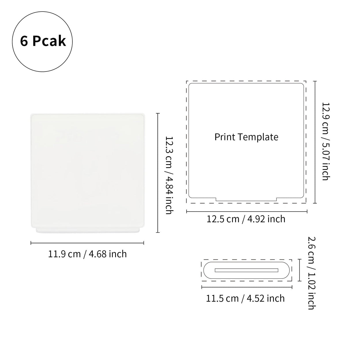 PYD Life 6 Pack Sublimation Acrylic Sign Plaque Display Blanks 4.7" Square with 4.3" x 0.8" Sublimation Acrylic Sheets Stand Thickness 1/6"(4mm) Custom Table Sign for Store Restaurant Party PYD Life