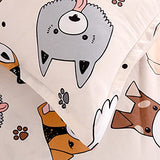 KWLOVER 2PCS Soft Fitted Sheet and Pillowcase Set - Doggy Printed Puppy Pattern Design Sheets for Kids Teens Twin Size Bed KWLOVER