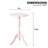 HLR Round Small End Table Wooden Side Table Pedestal Side Table Vintage Accent Tables Nightstand Coffee Table for Living Room, Bedroom, Entryway (1, Pink) HLR