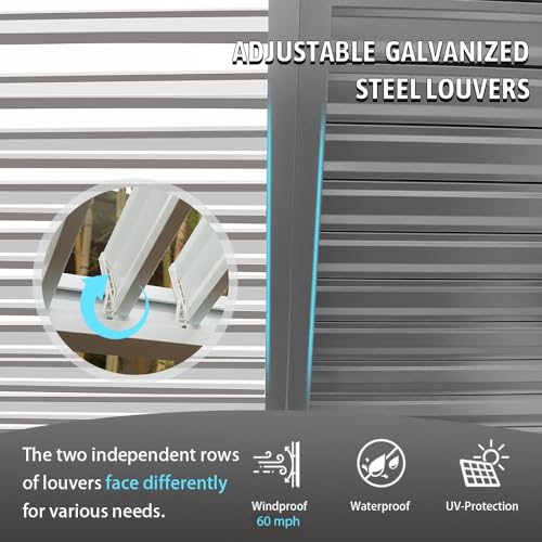 Domi Louvered Pergola 10X20FT, Aluminum Pergola with Adjustable Roof, Aluminum Frame, Efficient Drainage System, Outdoor Pergola for Patio, Deck, Garden, White domi outdoor living