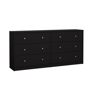 Tvilum 6 Drawer Double Dresser, Black