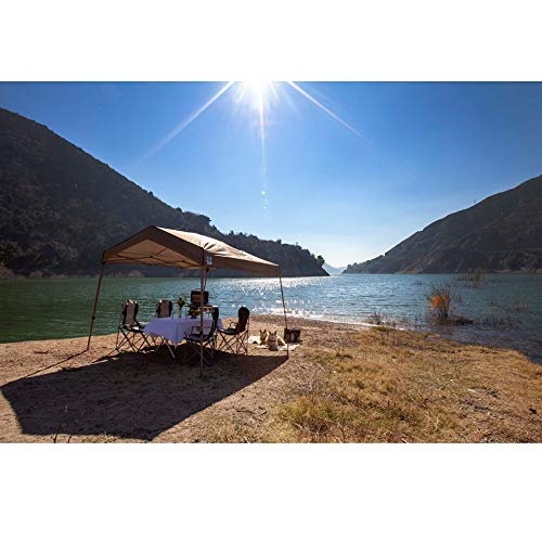 Z-Shade 12 x 14 Foot Panorama Instant Pop Up Canopy Tent Outdoor Shelter Tent with Reliable Stakes, Steel Frame, and Rolling Bag, Tan Z-Shade